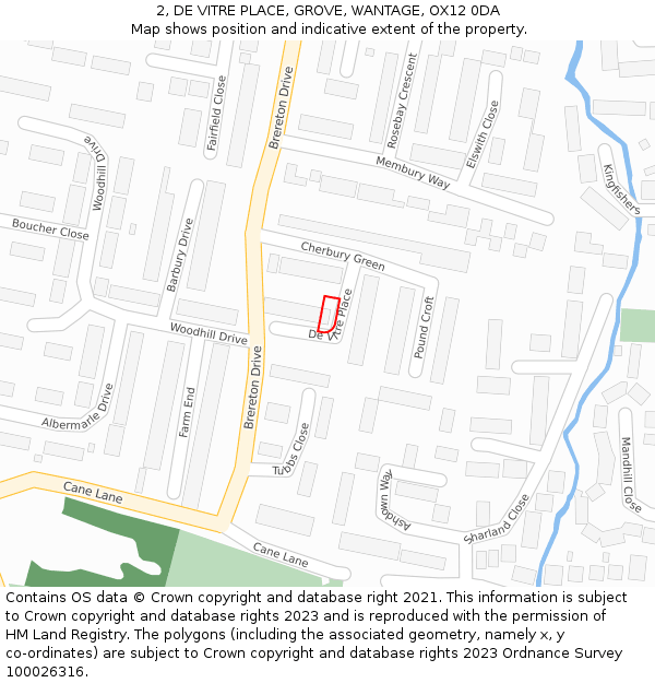 2, DE VITRE PLACE, GROVE, WANTAGE, OX12 0DA: Location map and indicative extent of plot