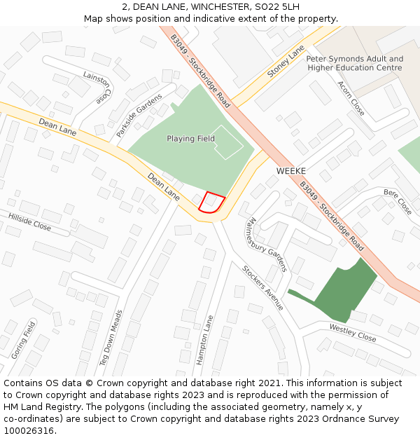 2, DEAN LANE, WINCHESTER, SO22 5LH: Location map and indicative extent of plot