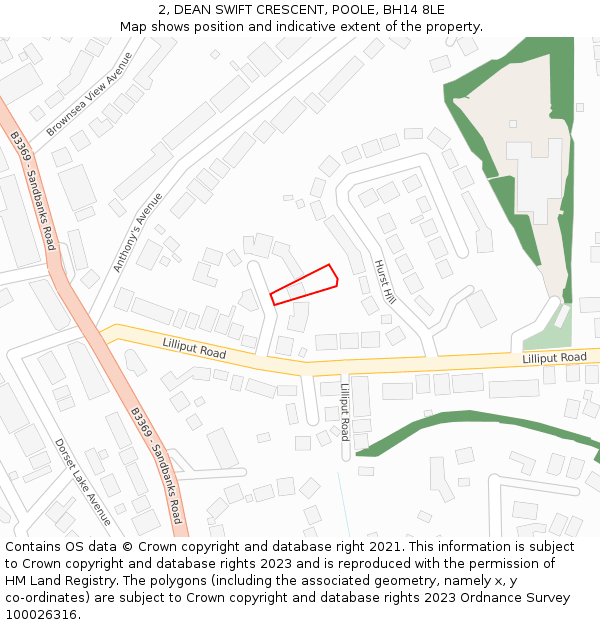 2, DEAN SWIFT CRESCENT, POOLE, BH14 8LE: Location map and indicative extent of plot