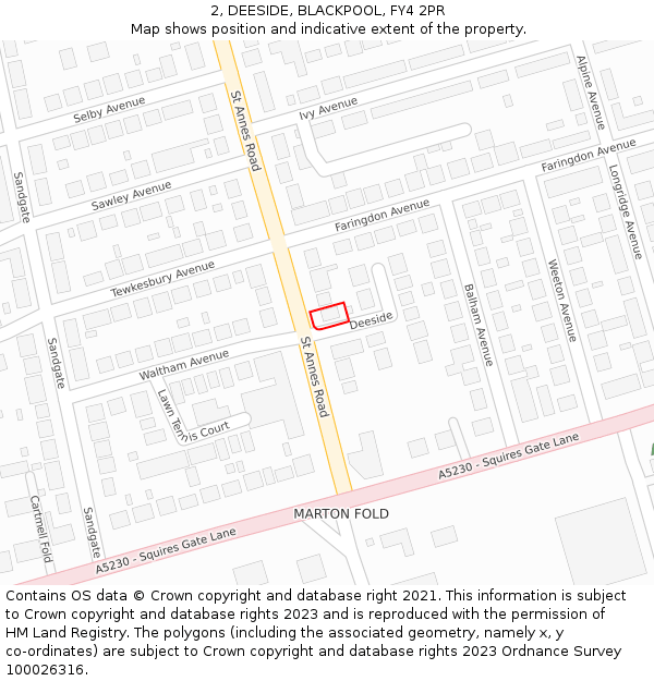 2, DEESIDE, BLACKPOOL, FY4 2PR: Location map and indicative extent of plot