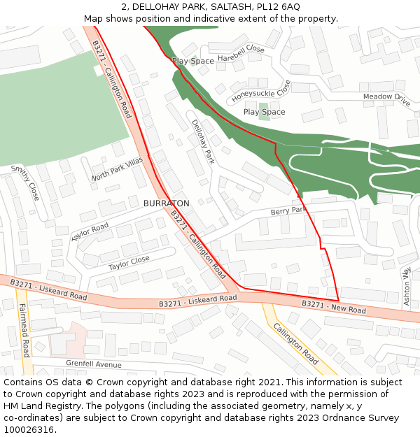 2, DELLOHAY PARK, SALTASH, PL12 6AQ: Location map and indicative extent of plot