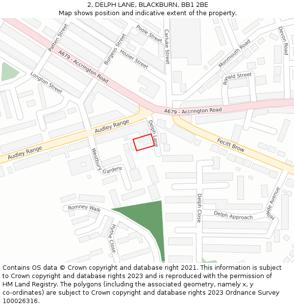 2, DELPH LANE, BLACKBURN, BB1 2BE: Location map and indicative extent of plot