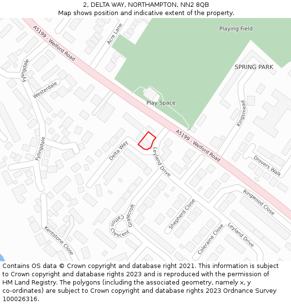 2, DELTA WAY, NORTHAMPTON, NN2 8QB: Location map and indicative extent of plot