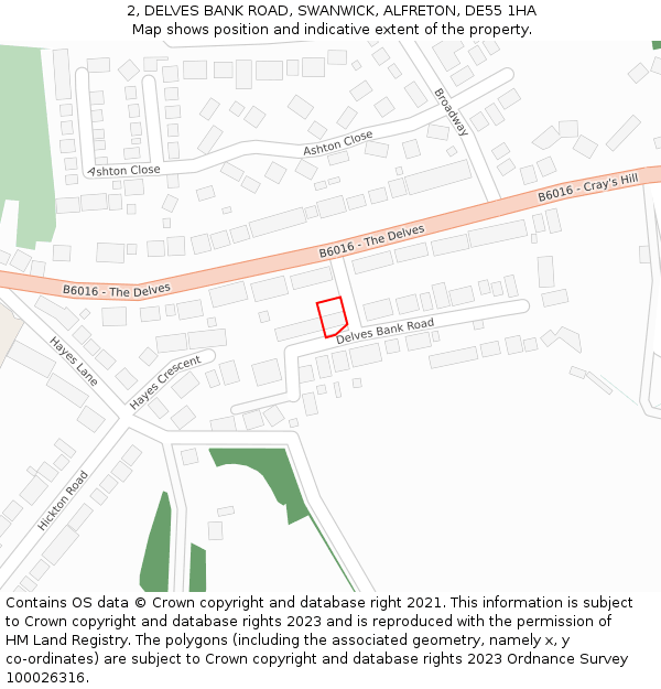 2, DELVES BANK ROAD, SWANWICK, ALFRETON, DE55 1HA: Location map and indicative extent of plot