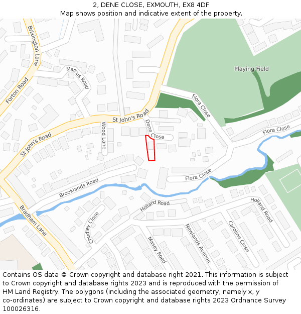 2, DENE CLOSE, EXMOUTH, EX8 4DF: Location map and indicative extent of plot