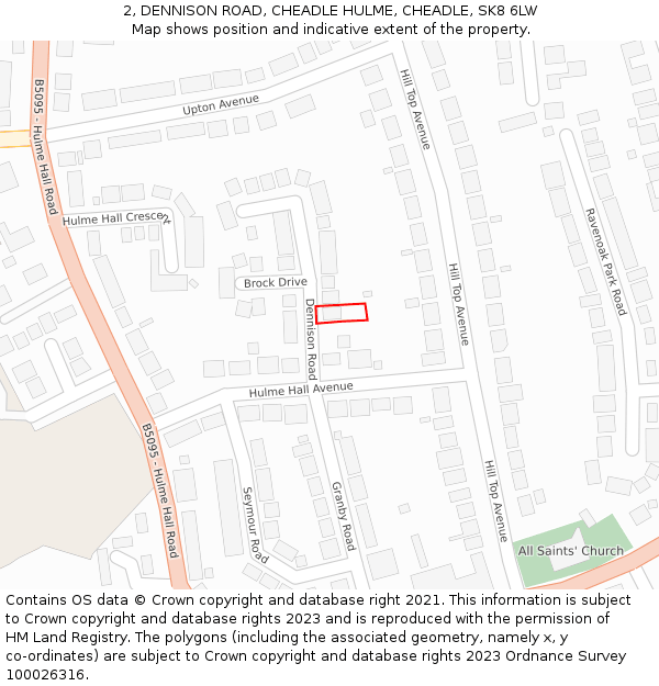 2, DENNISON ROAD, CHEADLE HULME, CHEADLE, SK8 6LW: Location map and indicative extent of plot