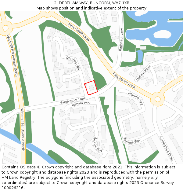 2, DEREHAM WAY, RUNCORN, WA7 1XR: Location map and indicative extent of plot