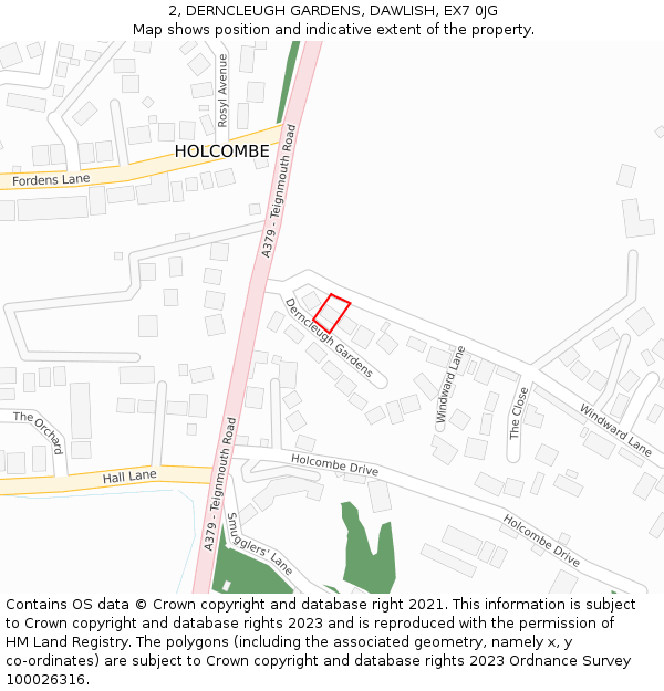 2, DERNCLEUGH GARDENS, DAWLISH, EX7 0JG: Location map and indicative extent of plot