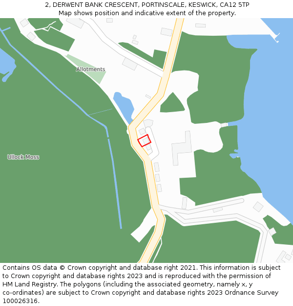 2, DERWENT BANK CRESCENT, PORTINSCALE, KESWICK, CA12 5TP: Location map and indicative extent of plot