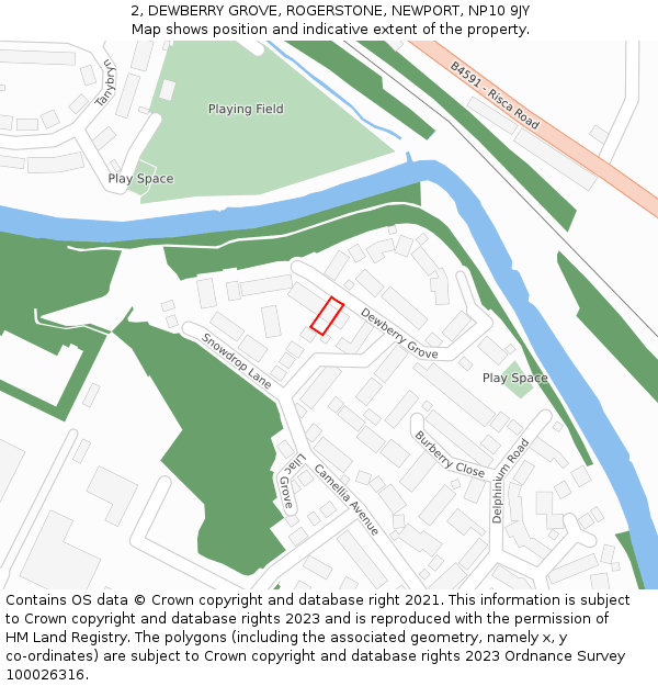 2, DEWBERRY GROVE, ROGERSTONE, NEWPORT, NP10 9JY: Location map and indicative extent of plot
