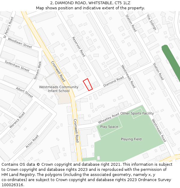 2, DIAMOND ROAD, WHITSTABLE, CT5 1LZ: Location map and indicative extent of plot