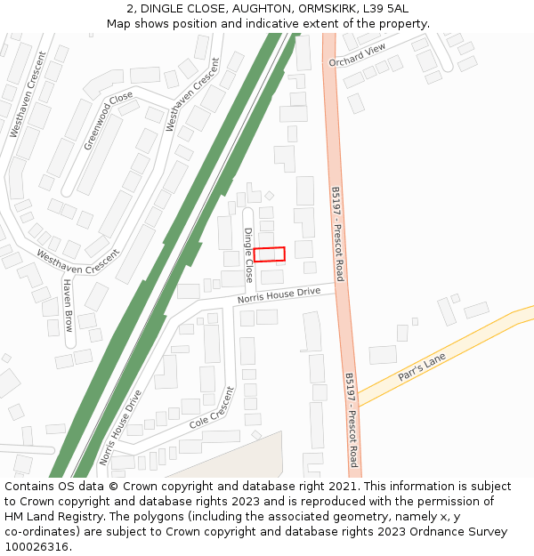 2, DINGLE CLOSE, AUGHTON, ORMSKIRK, L39 5AL: Location map and indicative extent of plot