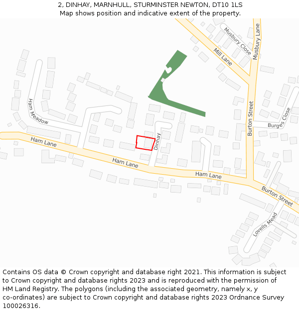 2, DINHAY, MARNHULL, STURMINSTER NEWTON, DT10 1LS: Location map and indicative extent of plot
