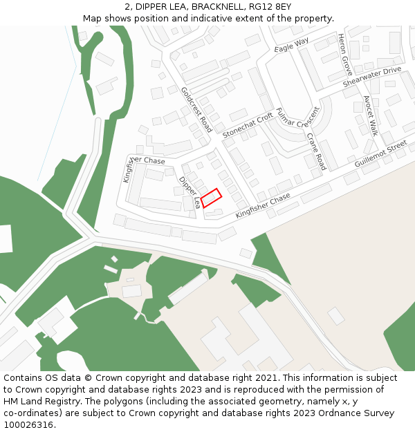 2, DIPPER LEA, BRACKNELL, RG12 8EY: Location map and indicative extent of plot