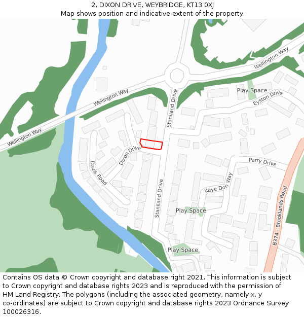 2, DIXON DRIVE, WEYBRIDGE, KT13 0XJ: Location map and indicative extent of plot