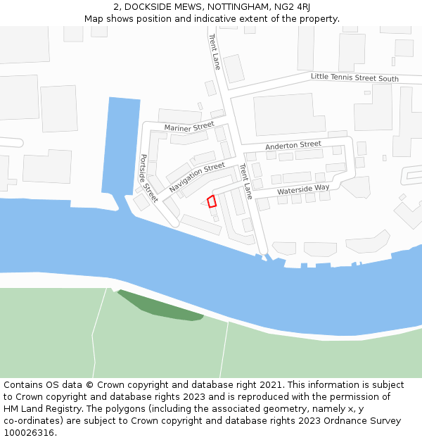 2, DOCKSIDE MEWS, NOTTINGHAM, NG2 4RJ: Location map and indicative extent of plot