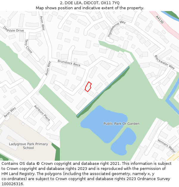 2, DOE LEA, DIDCOT, OX11 7YQ: Location map and indicative extent of plot