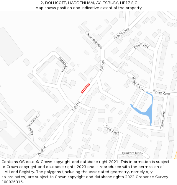 2, DOLLICOTT, HADDENHAM, AYLESBURY, HP17 8JG: Location map and indicative extent of plot