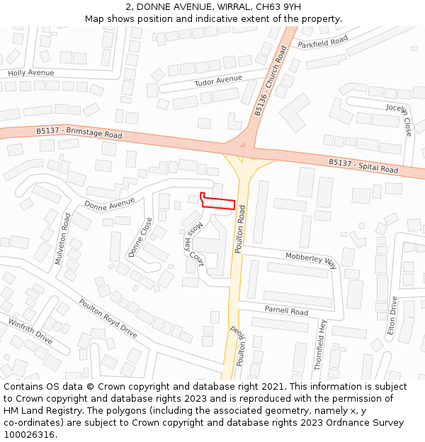 2, DONNE AVENUE, WIRRAL, CH63 9YH: Location map and indicative extent of plot