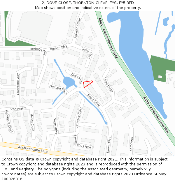 2, DOVE CLOSE, THORNTON-CLEVELEYS, FY5 3FD: Location map and indicative extent of plot