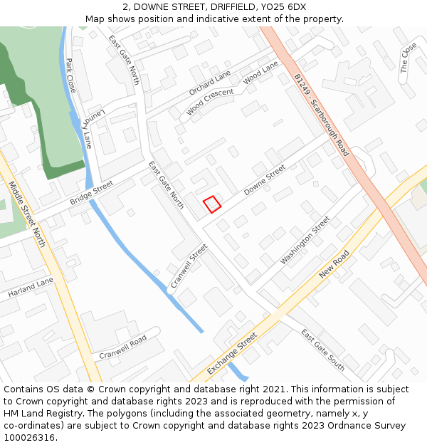 2, DOWNE STREET, DRIFFIELD, YO25 6DX: Location map and indicative extent of plot