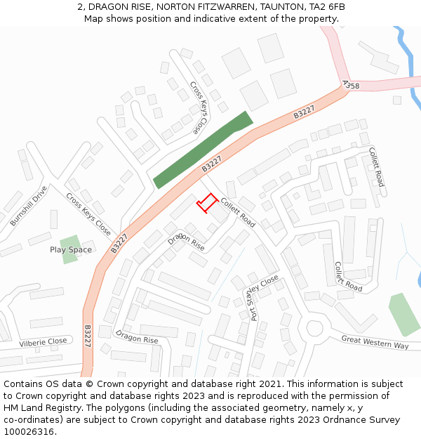 2, DRAGON RISE, NORTON FITZWARREN, TAUNTON, TA2 6FB: Location map and indicative extent of plot
