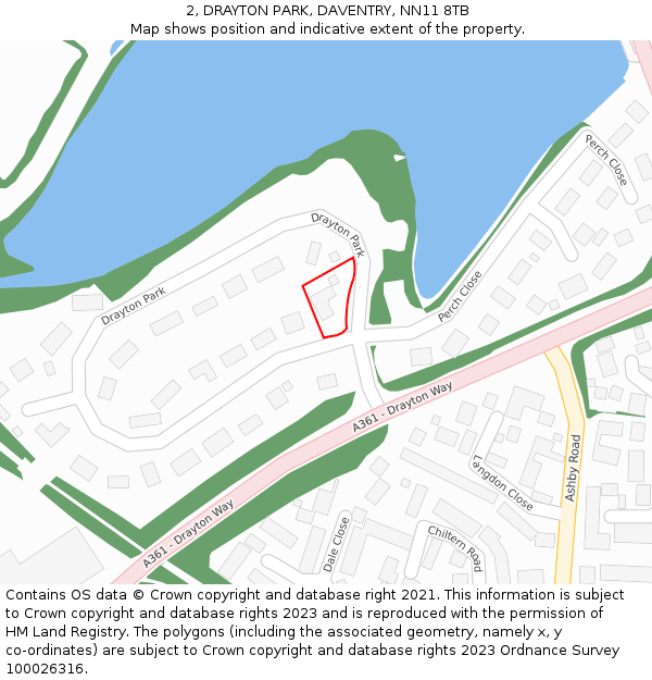 2, DRAYTON PARK, DAVENTRY, NN11 8TB: Location map and indicative extent of plot