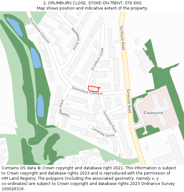 2, DRUMBURN CLOSE, STOKE-ON-TRENT, ST6 6XG: Location map and indicative extent of plot