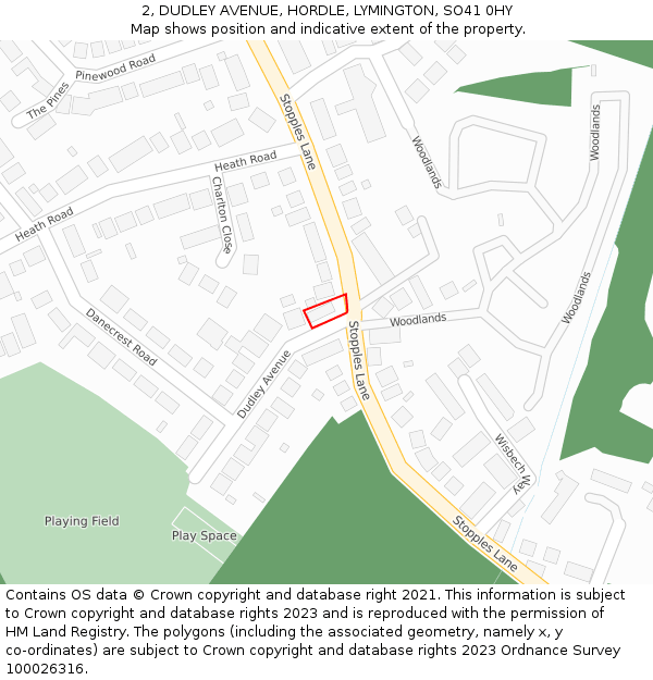 2, DUDLEY AVENUE, HORDLE, LYMINGTON, SO41 0HY: Location map and indicative extent of plot