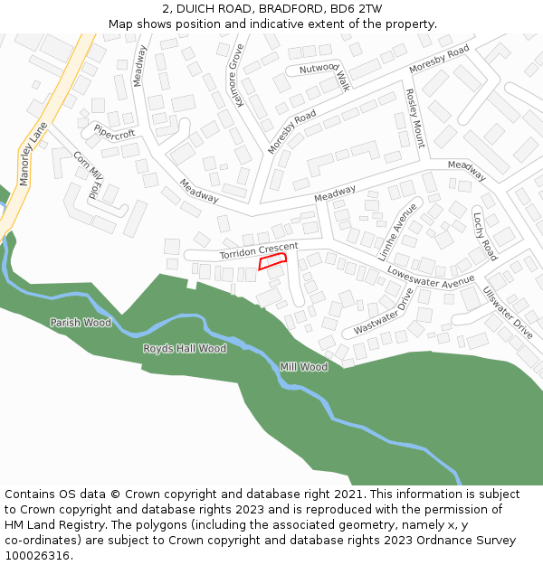 2, DUICH ROAD, BRADFORD, BD6 2TW: Location map and indicative extent of plot