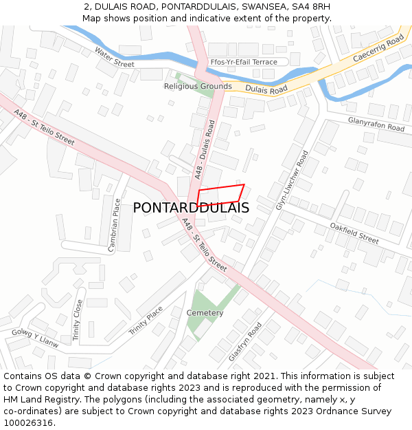 2, DULAIS ROAD, PONTARDDULAIS, SWANSEA, SA4 8RH: Location map and indicative extent of plot