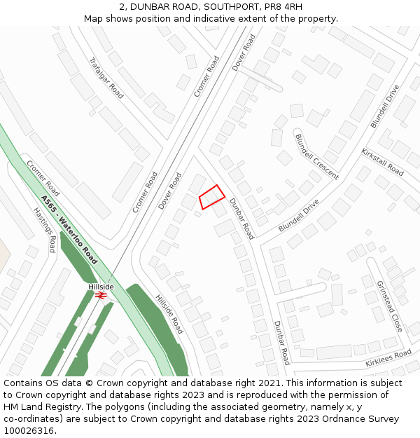 2, DUNBAR ROAD, SOUTHPORT, PR8 4RH: Location map and indicative extent of plot