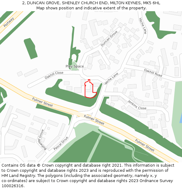 2, DUNCAN GROVE, SHENLEY CHURCH END, MILTON KEYNES, MK5 6HL: Location map and indicative extent of plot