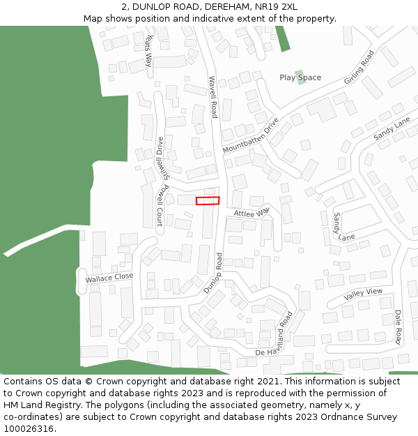 2, DUNLOP ROAD, DEREHAM, NR19 2XL: Location map and indicative extent of plot