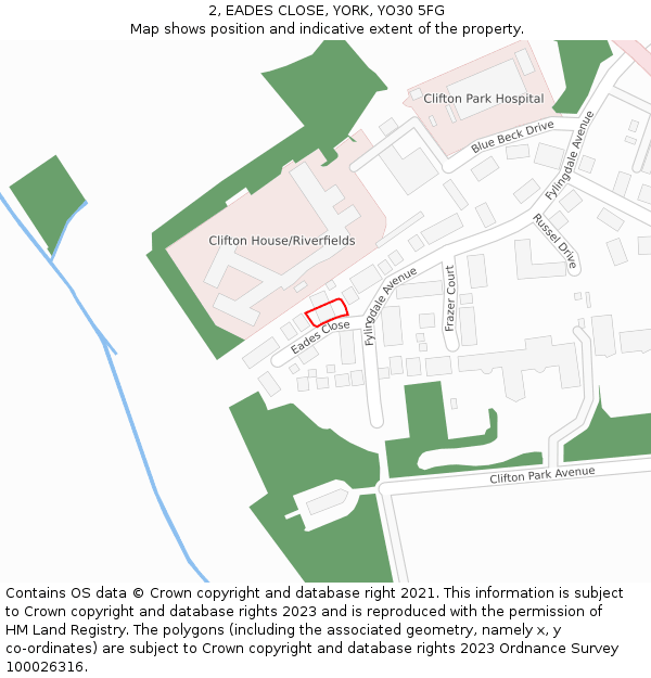 2, EADES CLOSE, YORK, YO30 5FG: Location map and indicative extent of plot