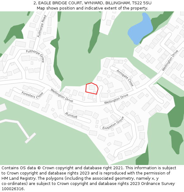 2, EAGLE BRIDGE COURT, WYNYARD, BILLINGHAM, TS22 5SU: Location map and indicative extent of plot