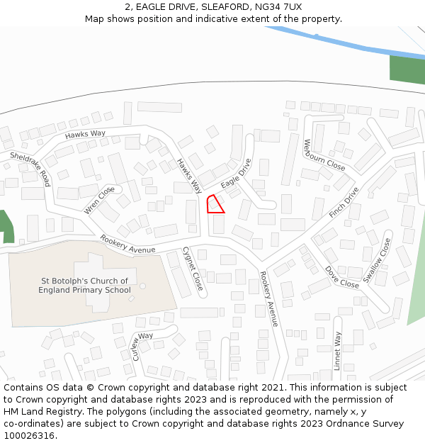 2, EAGLE DRIVE, SLEAFORD, NG34 7UX: Location map and indicative extent of plot