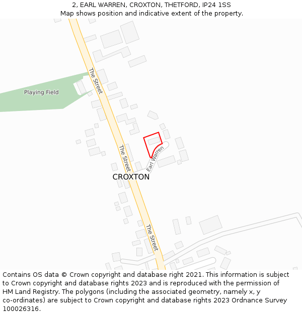 2, EARL WARREN, CROXTON, THETFORD, IP24 1SS: Location map and indicative extent of plot