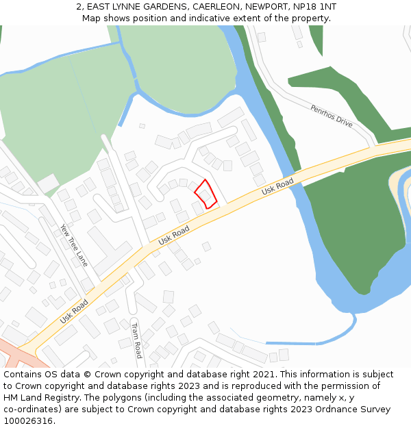 2, EAST LYNNE GARDENS, CAERLEON, NEWPORT, NP18 1NT: Location map and indicative extent of plot
