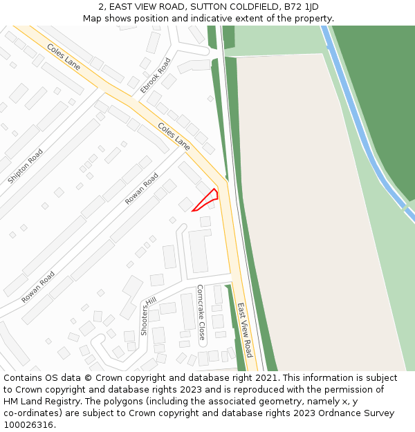 2, EAST VIEW ROAD, SUTTON COLDFIELD, B72 1JD: Location map and indicative extent of plot