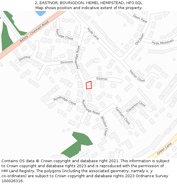 2, EASTNOR, BOVINGDON, HEMEL HEMPSTEAD, HP3 0QL: Location map and indicative extent of plot