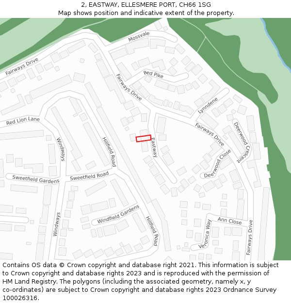 2, EASTWAY, ELLESMERE PORT, CH66 1SG: Location map and indicative extent of plot