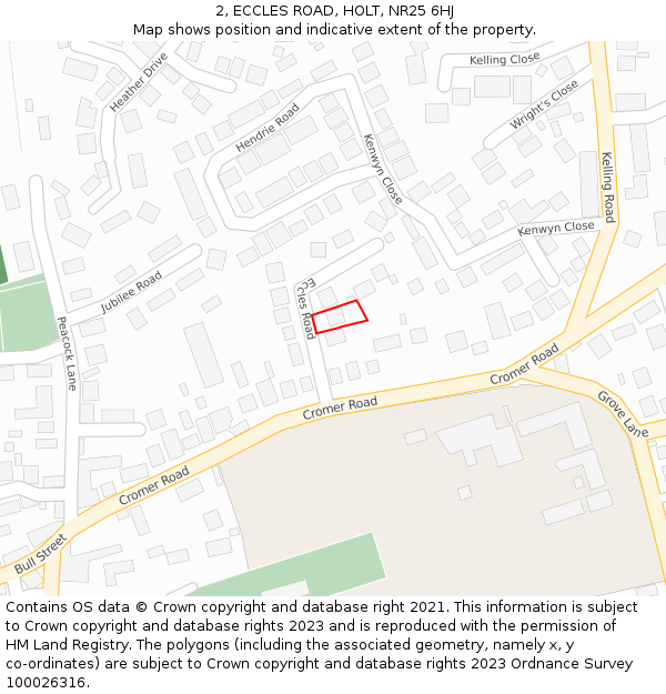 2, ECCLES ROAD, HOLT, NR25 6HJ: Location map and indicative extent of plot