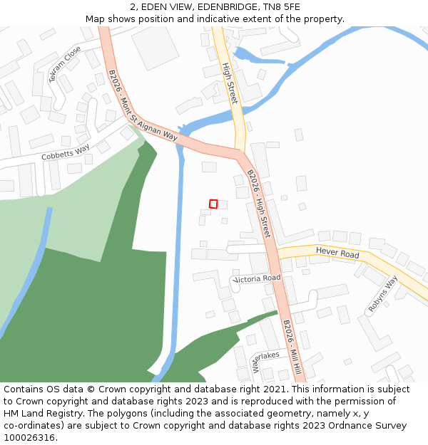 2, EDEN VIEW, EDENBRIDGE, TN8 5FE: Location map and indicative extent of plot