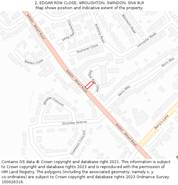 2, EDGAR ROW CLOSE, WROUGHTON, SWINDON, SN4 9LR: Location map and indicative extent of plot