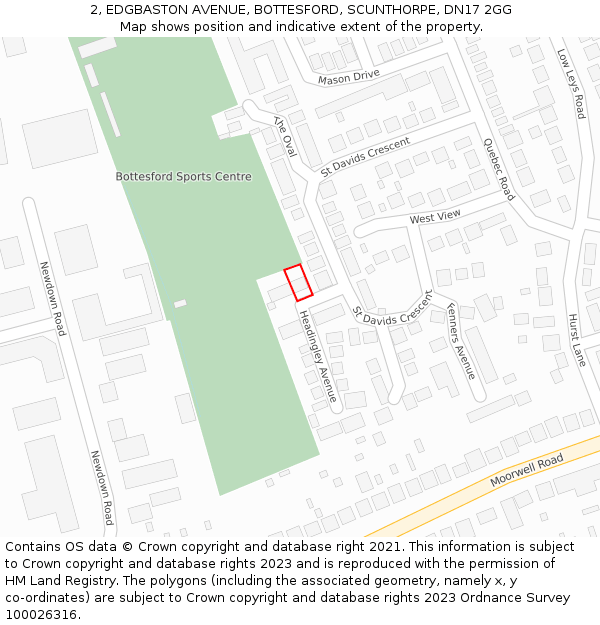 2, EDGBASTON AVENUE, BOTTESFORD, SCUNTHORPE, DN17 2GG: Location map and indicative extent of plot