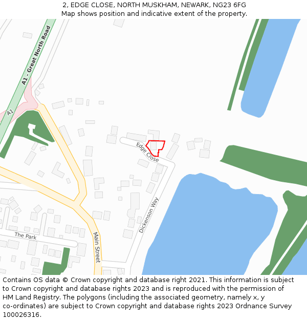 2, EDGE CLOSE, NORTH MUSKHAM, NEWARK, NG23 6FG: Location map and indicative extent of plot