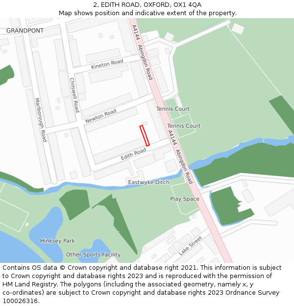 2, EDITH ROAD, OXFORD, OX1 4QA: Location map and indicative extent of plot