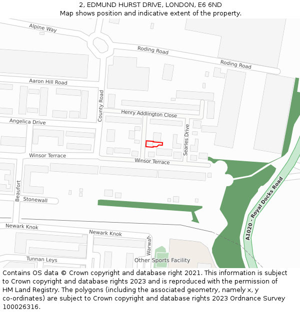 2, EDMUND HURST DRIVE, LONDON, E6 6ND: Location map and indicative extent of plot