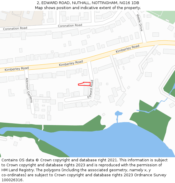 2, EDWARD ROAD, NUTHALL, NOTTINGHAM, NG16 1DB: Location map and indicative extent of plot